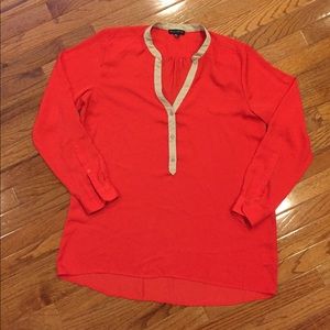 Womens Willi Smith dark coral tunic w. tan accent